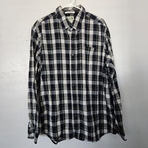 L.L. Bean Traditional Fit Men's XL Regular Navy White Green Yellow Plaid Flannel